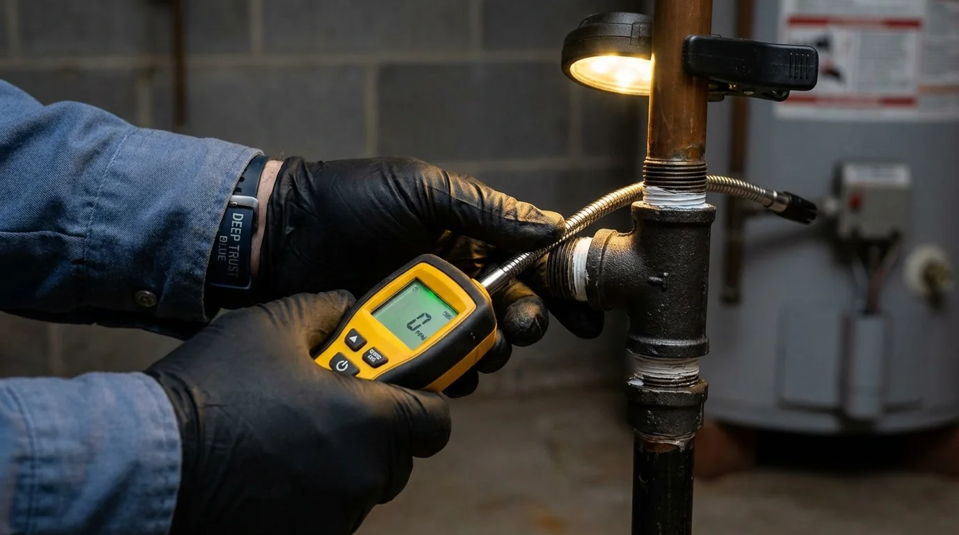Gas leak detection with electronic sniffer by Johns Plumbing LLC in Alpine